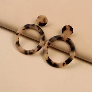 3 for $35 Acrylic Tortoiseshell Hoop Drop Earrings